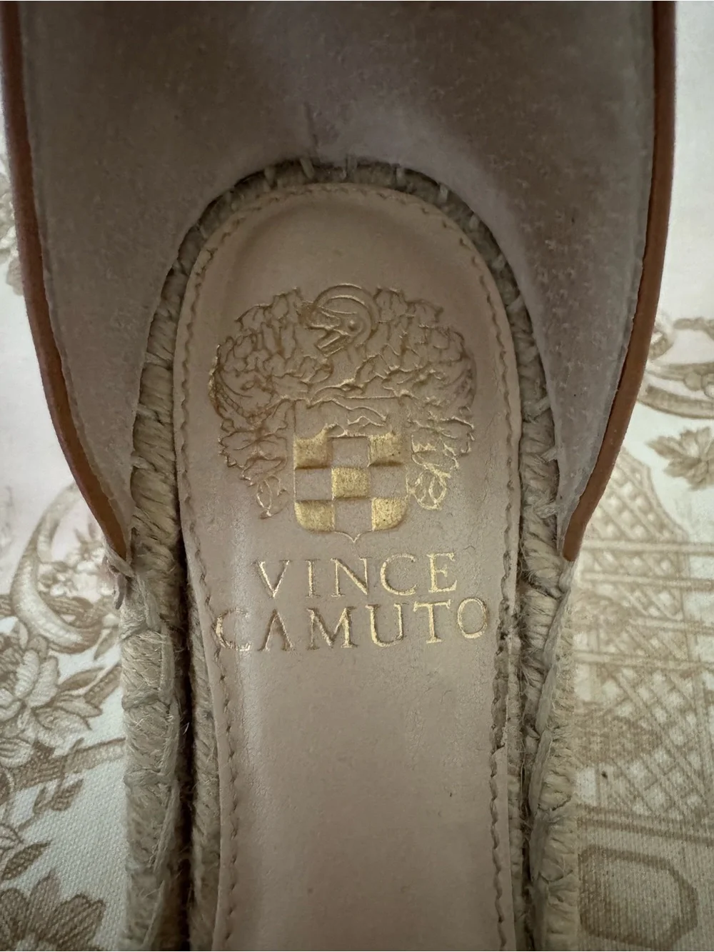 Vince Camuto Leera Espadrille Wedge Sandal Tan Leather Size 6.5
